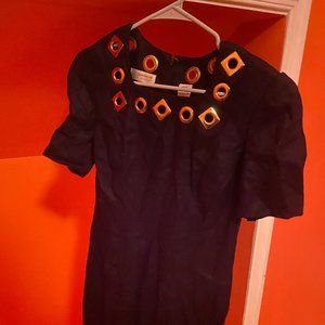 Liz Claiborne vintage black dress with gold details